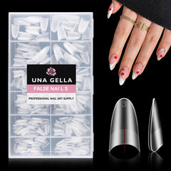 UNA GELLA tips amandes medium – 504 pièces, tenue longue durée et fini clair.