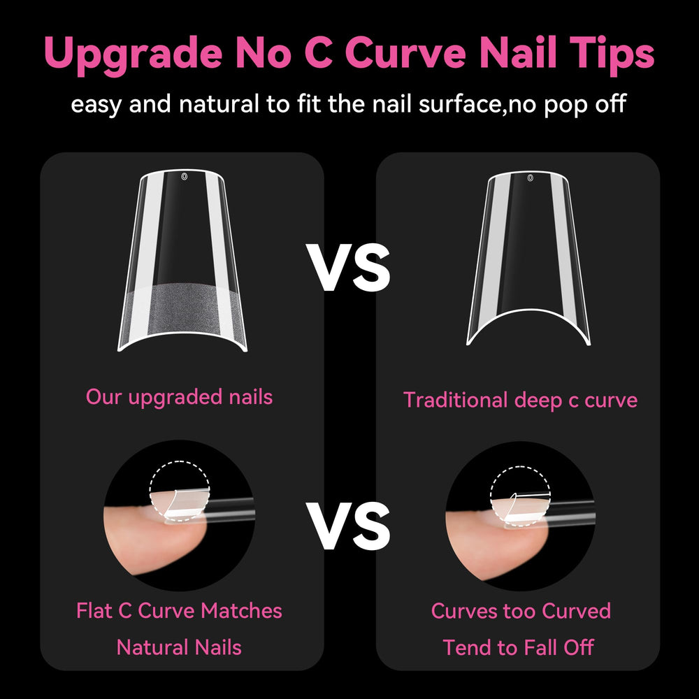 UNA GELLA: tips carrés faciles à poser, surface lisse.