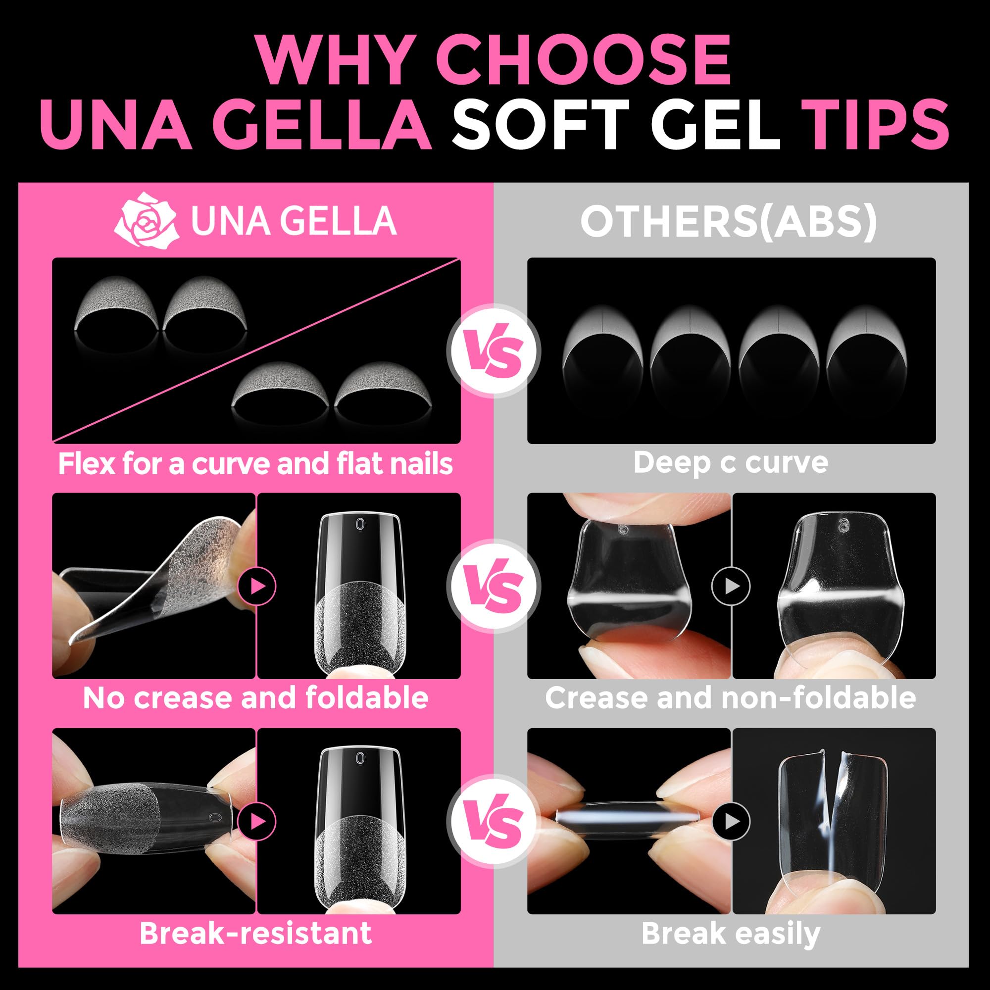 UNA GELLA tips carrés durables: tenue possible sur environ 21 jours.