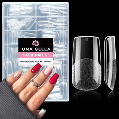 UNA GELLA tips carrés taille moyenne: ensemble complet de 216 pièces pour extensions faciles.