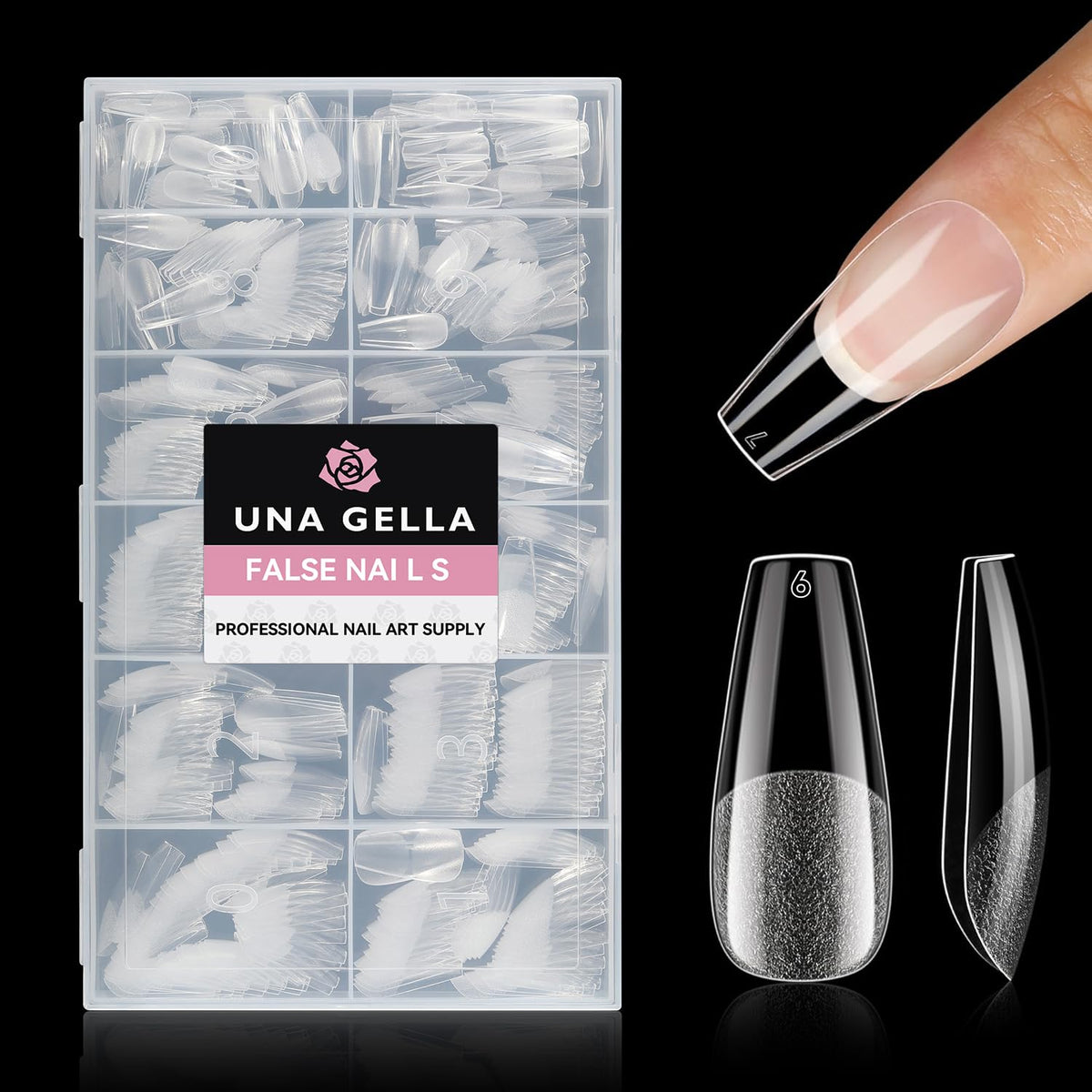 UNA GELLA tips coffin 216 pièces pour extensions rapides et propres.