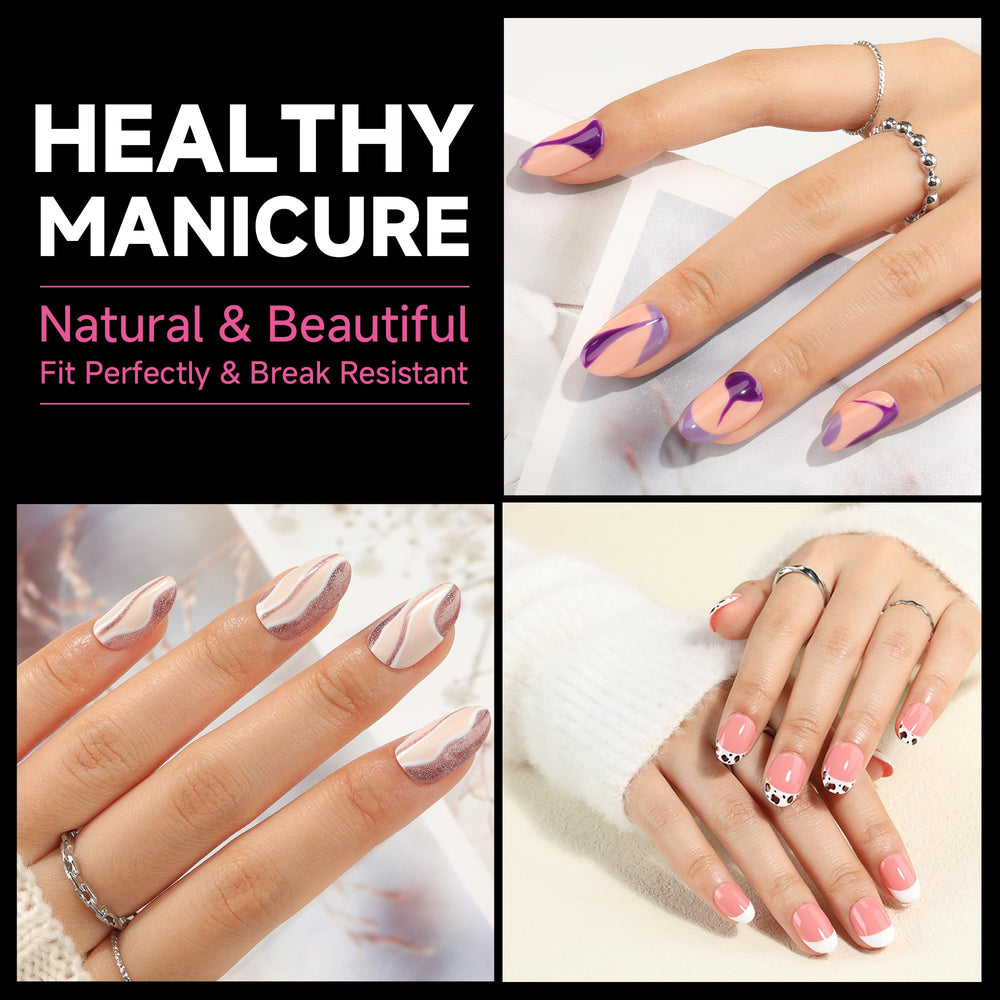 UNA GELLA tips d'ongles ovales adhérence renforcée, application durable.