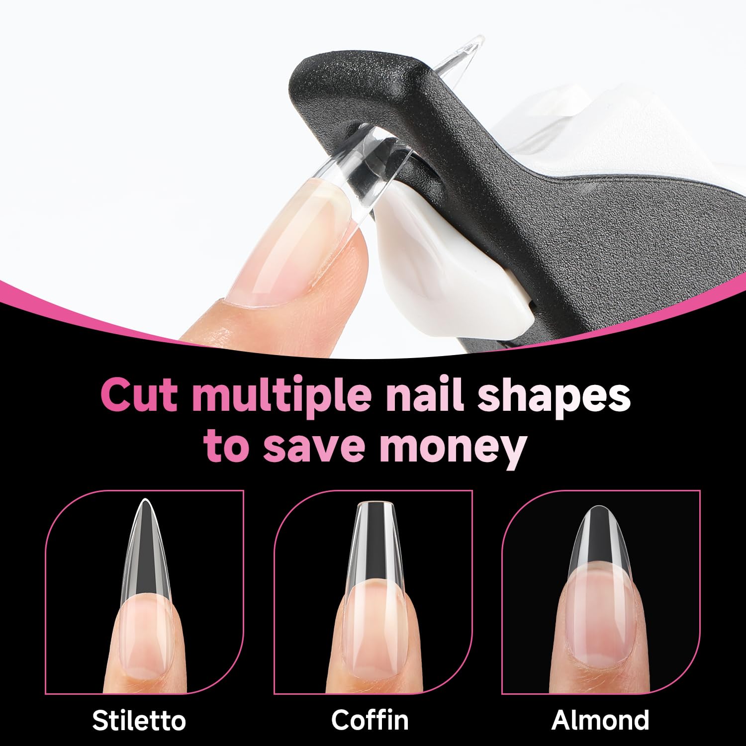 UNA GELLA embout stiletto ajustement naturel – bord arrière fin pour un rendu réaliste.