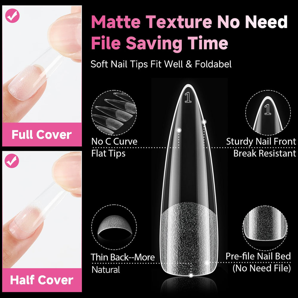 UNA GELLA embout stiletto forme professionnelle – compatibilité avec gel et acrylique.