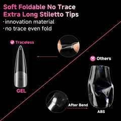 UNA GELLA embout stiletto sans trace – travail précis sans marques visibles.