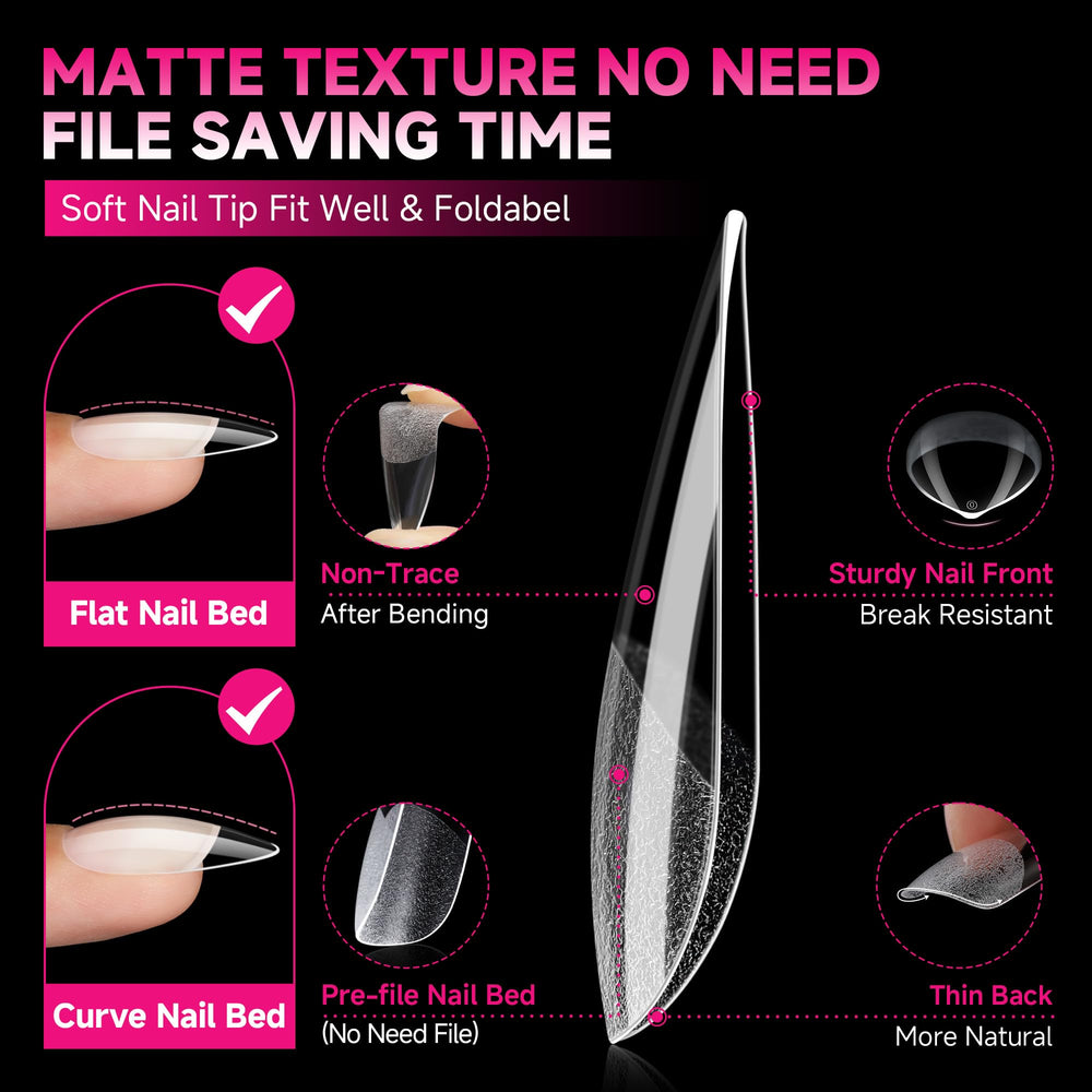 Embouts stiletto pleins UNA GELLA avec adhérence optimale sur l’ongle.