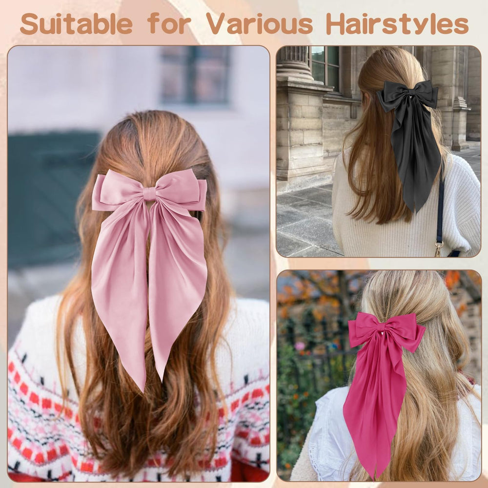 Unbednigt barette cheveux grande taille rose satin, parfaite pour coiffures volumineuses.