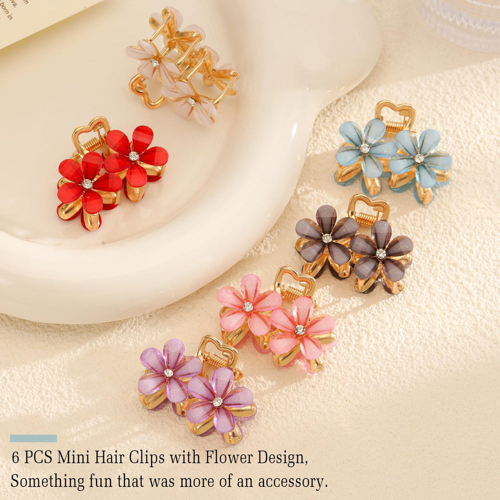 Coiffure festive simple avec ces clips fleurs, ajout d'une touche lumineuse.