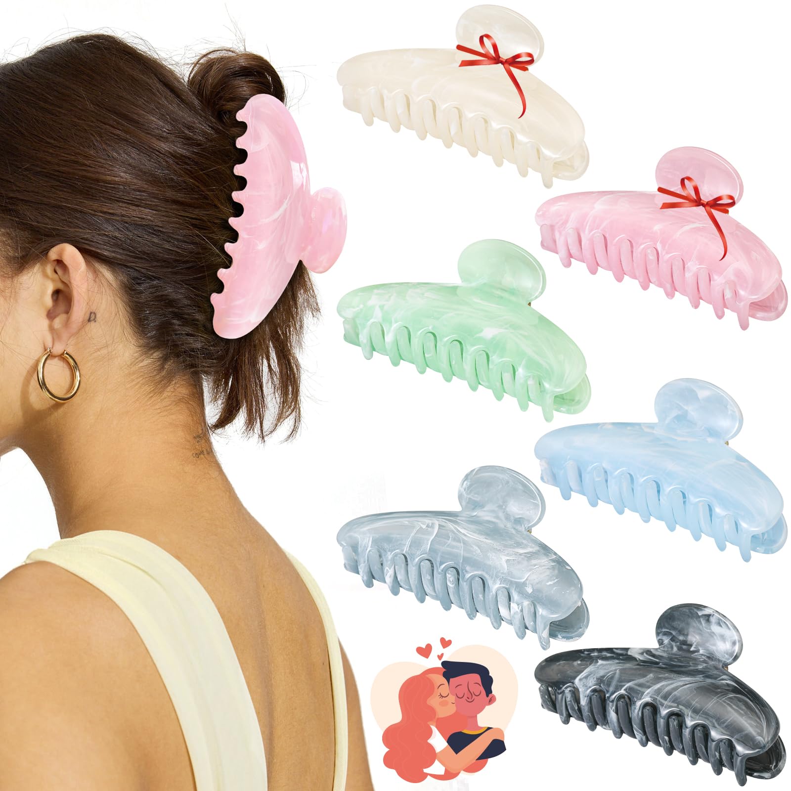 Unbednigt Lot de 6 pinces à cheveux à griffes larges offrant un maintien fiable.