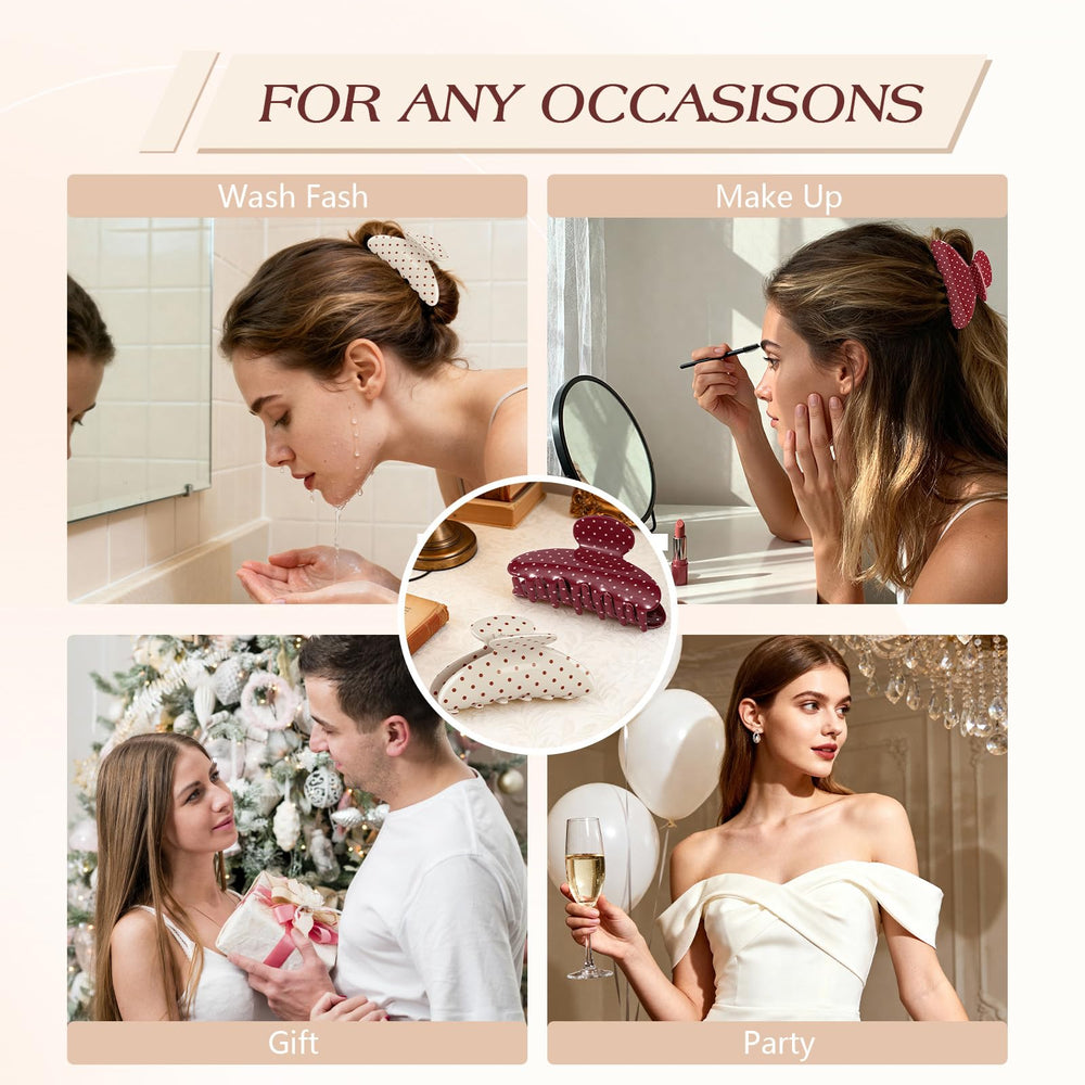Unbednigt pinces pois rouge-beige, idéal accessoire pour femmes et styles variés.