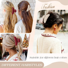 Pinces demi-queue pois rouge-beige Unbednigt pour une coiffure rapide.