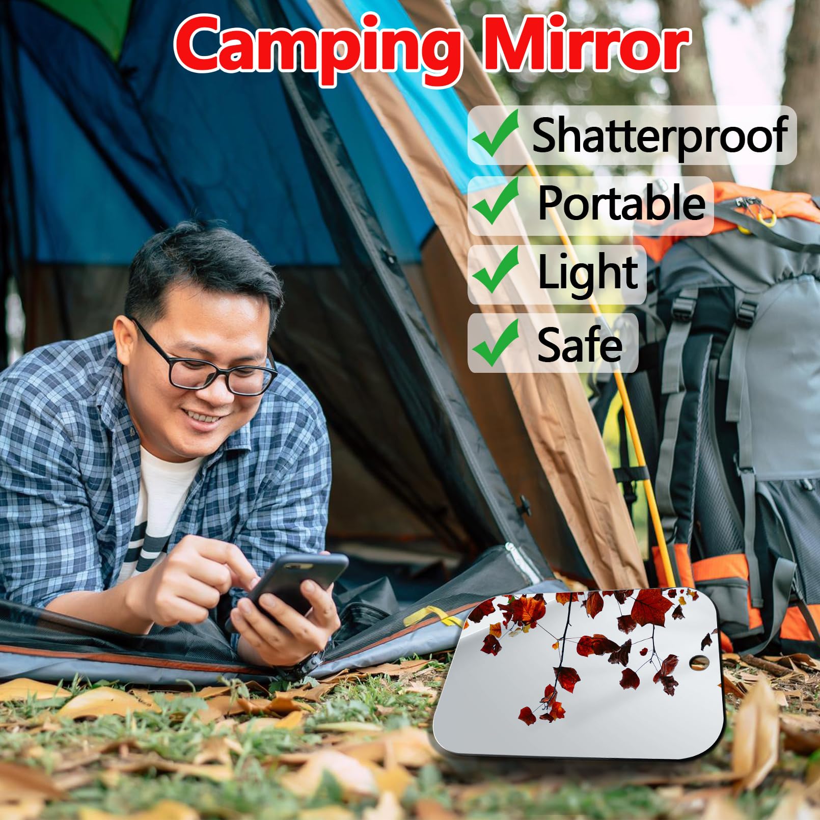 Miroir camping UNBREAKABL MIRO, léger et sûr en plein air.