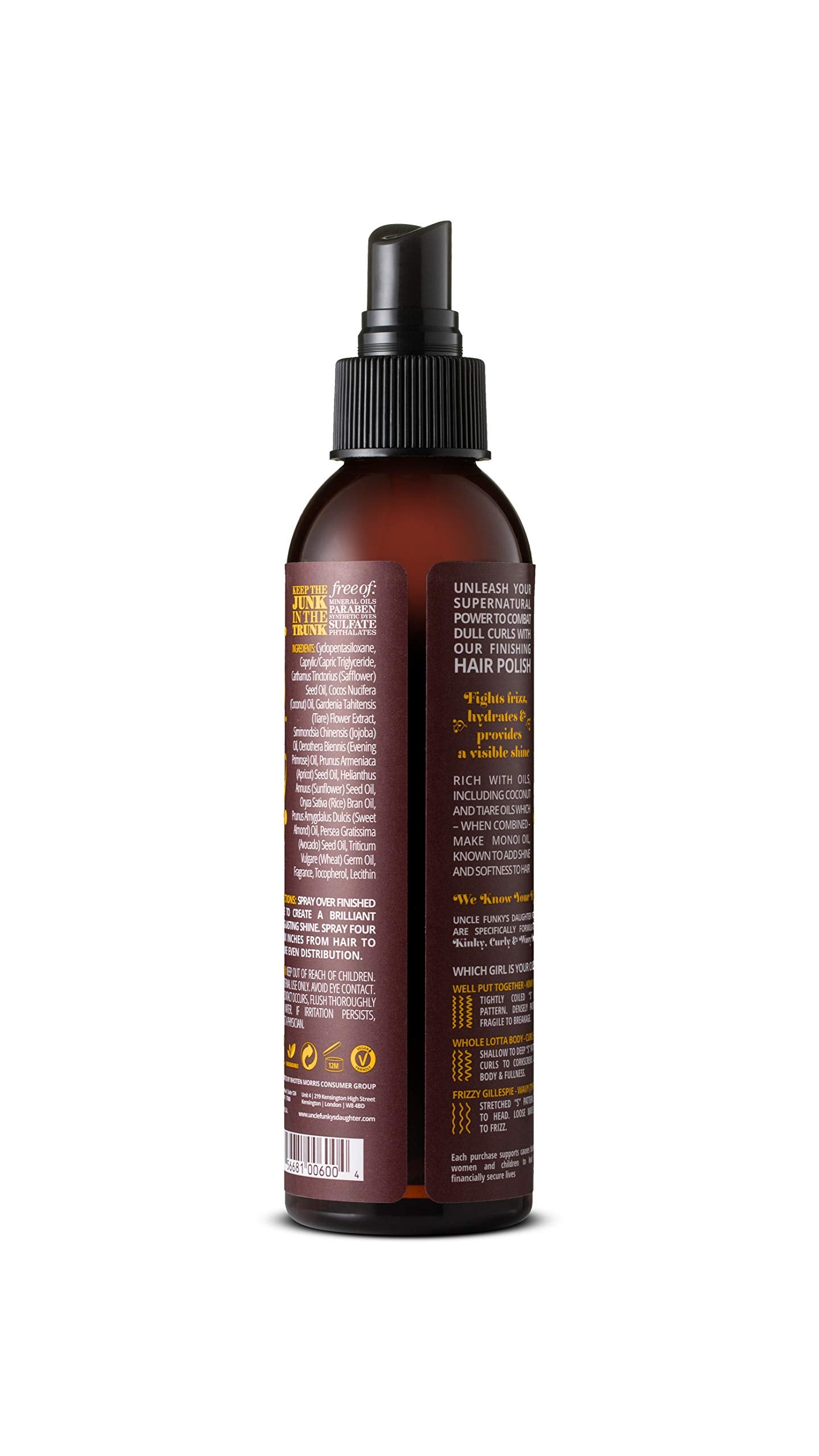 Uncle Funky's Daughter polissage brillant des cheveux — texture douce et cheveux soyeux.