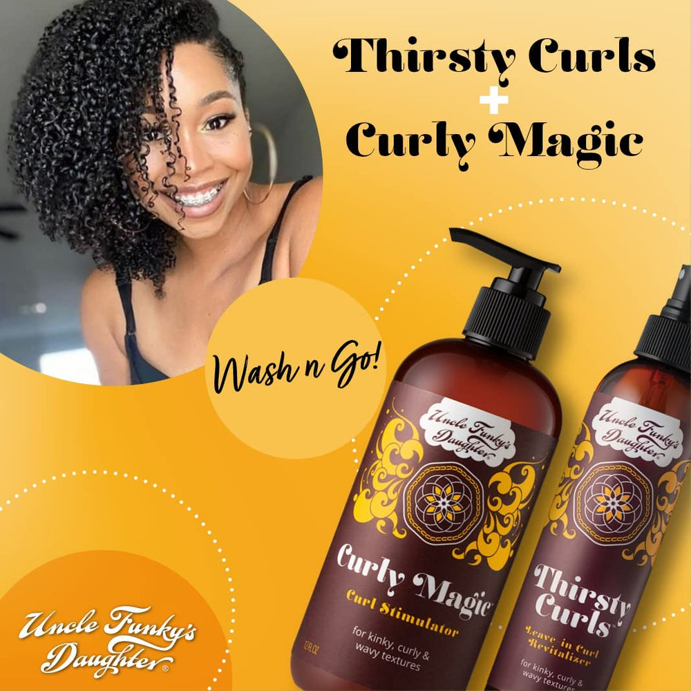 Uncle Funky's Daughter Thirsty Curls Leave-In, ortie et camomille pour la vitalité.