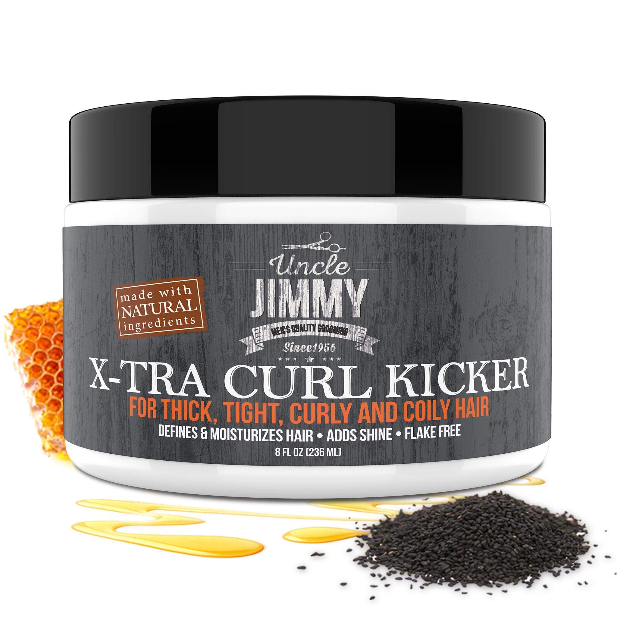 Uncle Jimmy X-TRA Curl-Kicker hands-application demonstrates easy, light hold for taming frizz
