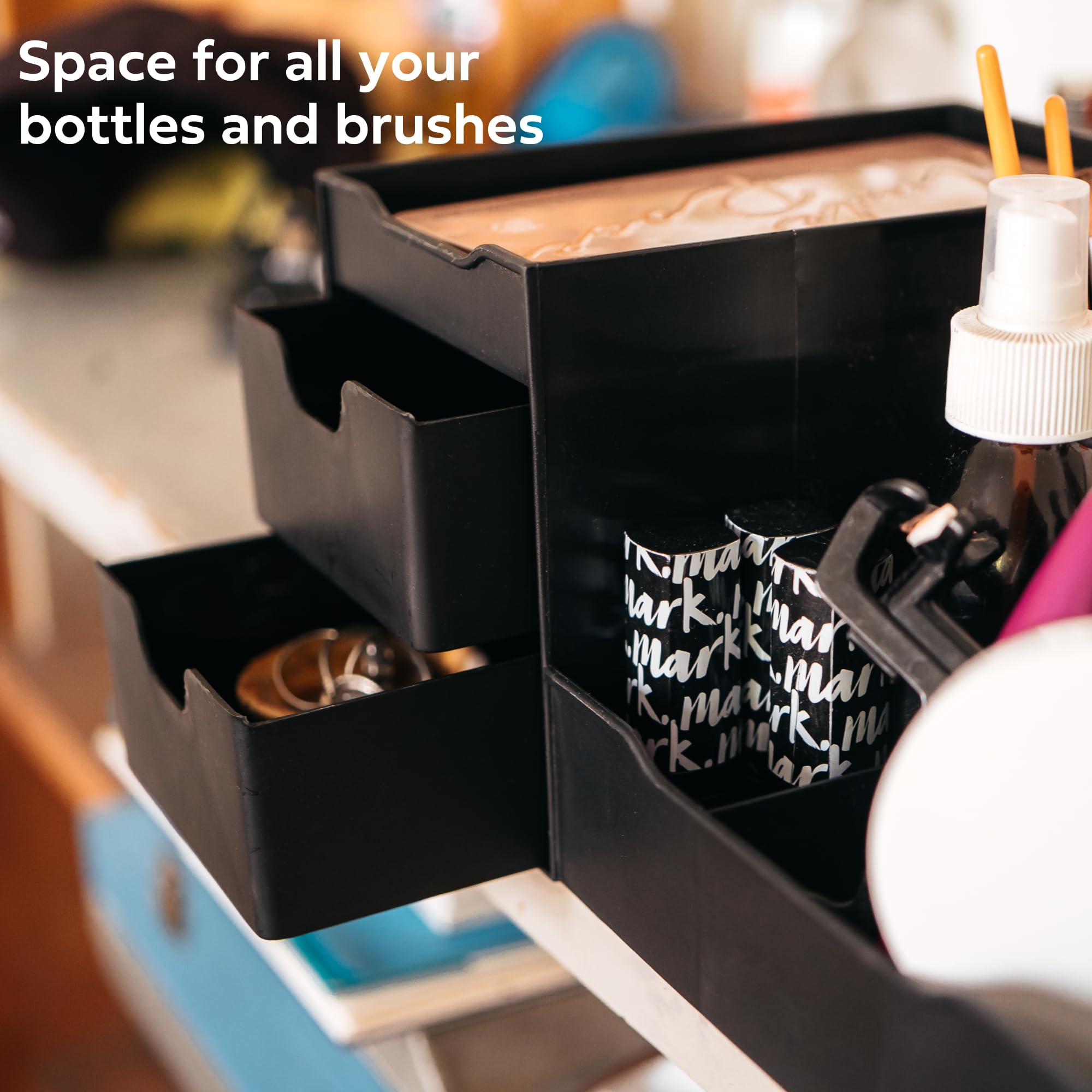 Uncluttered Designs grand organisateur vanité noire — idéal salle de bain et chambre