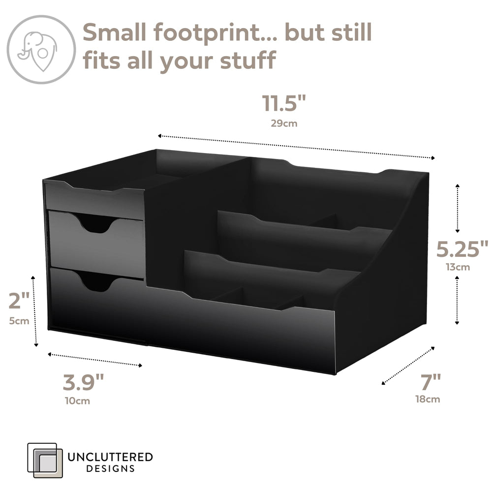 Uncluttered Designs grand organisateur vanité noire — rangement sur le comptoir pratique