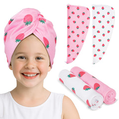 serviette microfibre Unicorn Castle pour enfant motif fraises rose et blanc