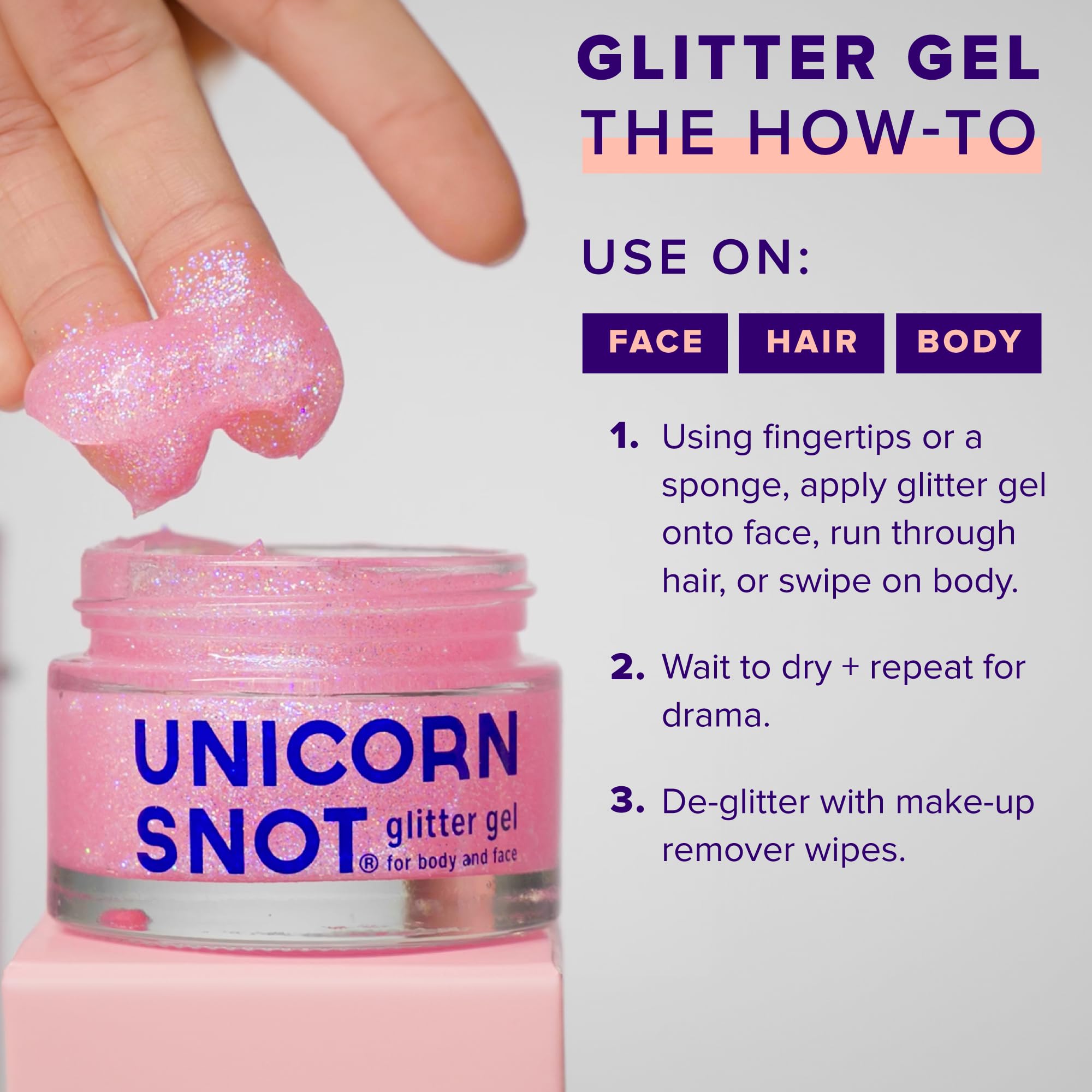 Démaquillage facile avec lingettes; Unicorn Snot s’enlève sans effort