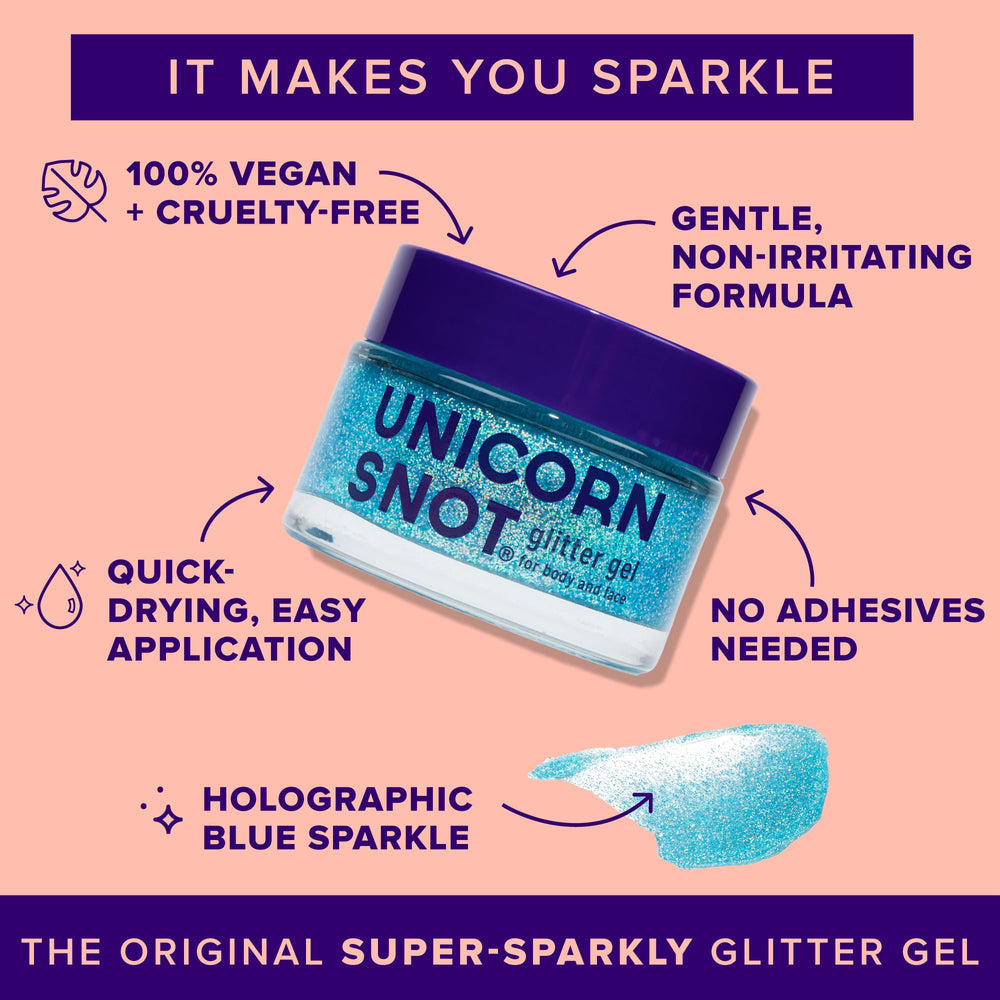 Unicorn SNOT Gel paillettes bleues sur le corps pour brillance durable