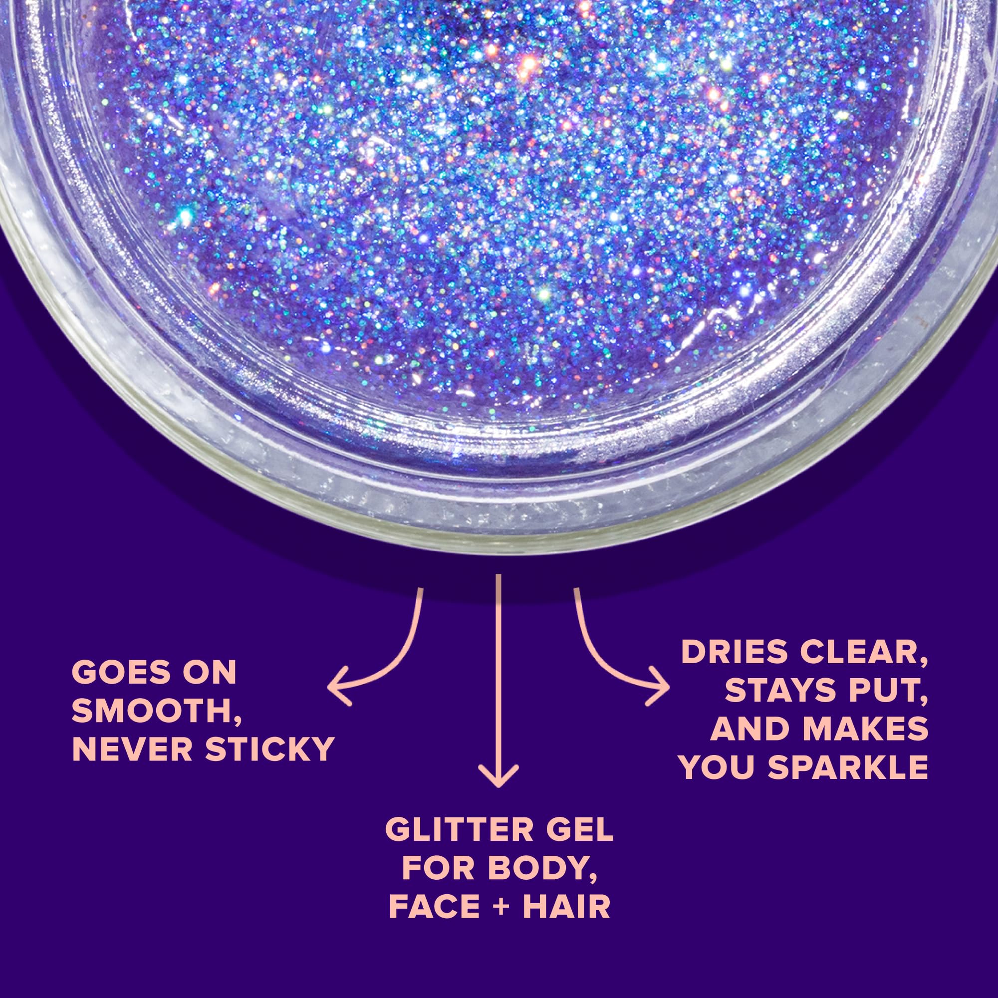 UNICORN SNOT Gel paillettes cheveux violet UV pour une apparence scintillante durable.