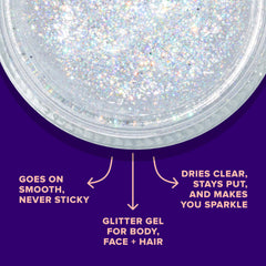 UNICORN SNOT paillettes-brillance cheveux : brillance instantanée et facile à enlever.