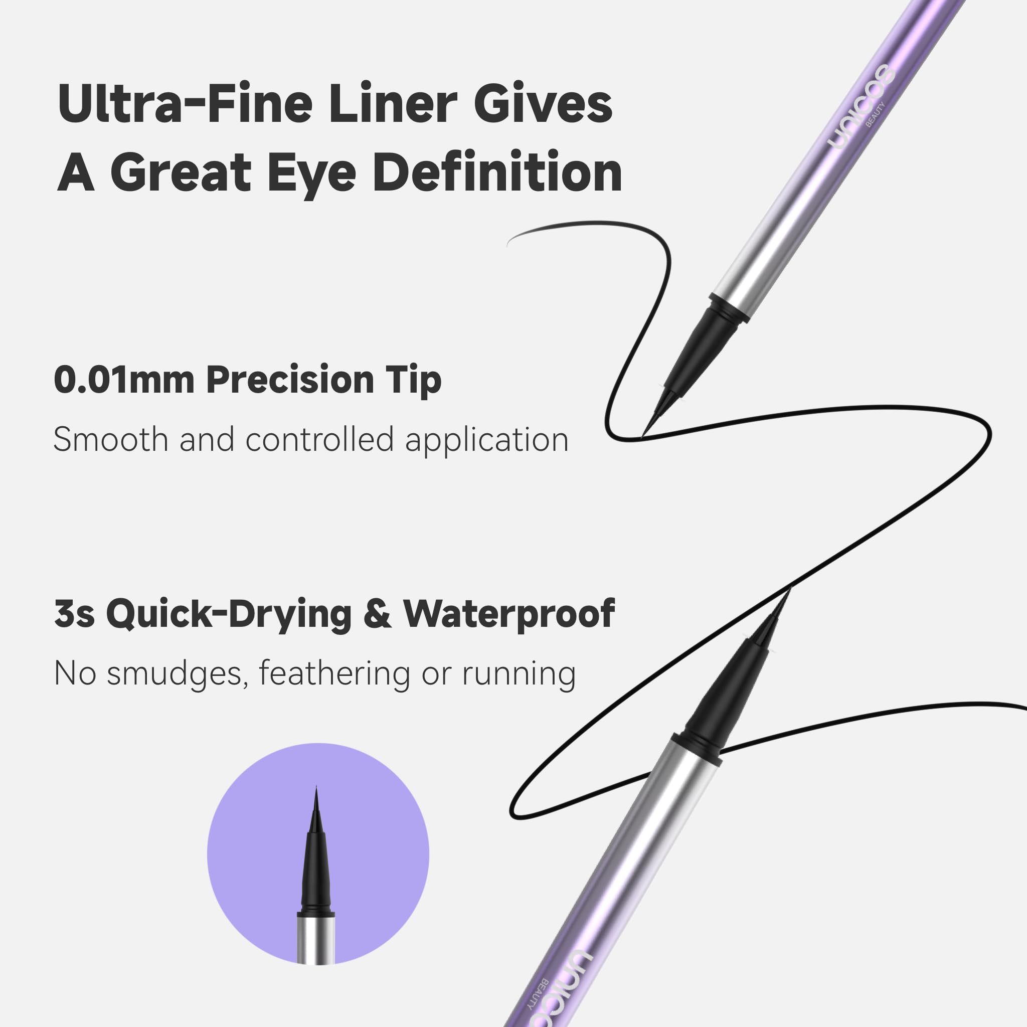 Unicos waterproof and smudge-proof formula stays put through daily activities.