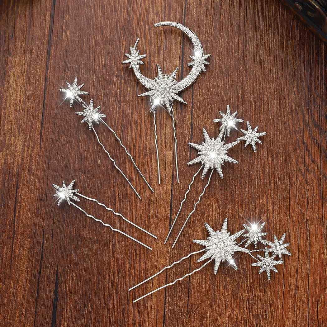 Unicra pin-coiffure mariage cristal etoile argent, maintient parfaitement les mèches durant la cérémonie.