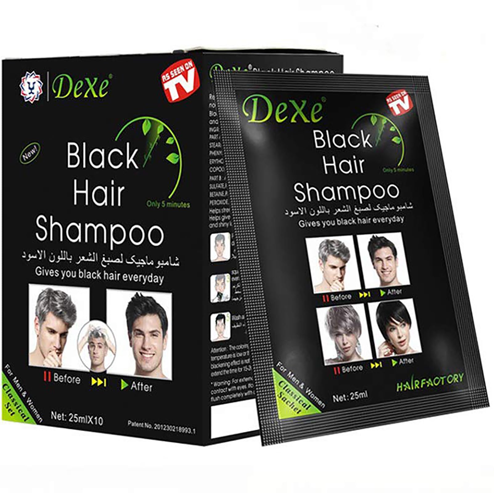 Uniforu Shampoo Coloration Instantanée, boîte noire pratique pour retouches à domicile.