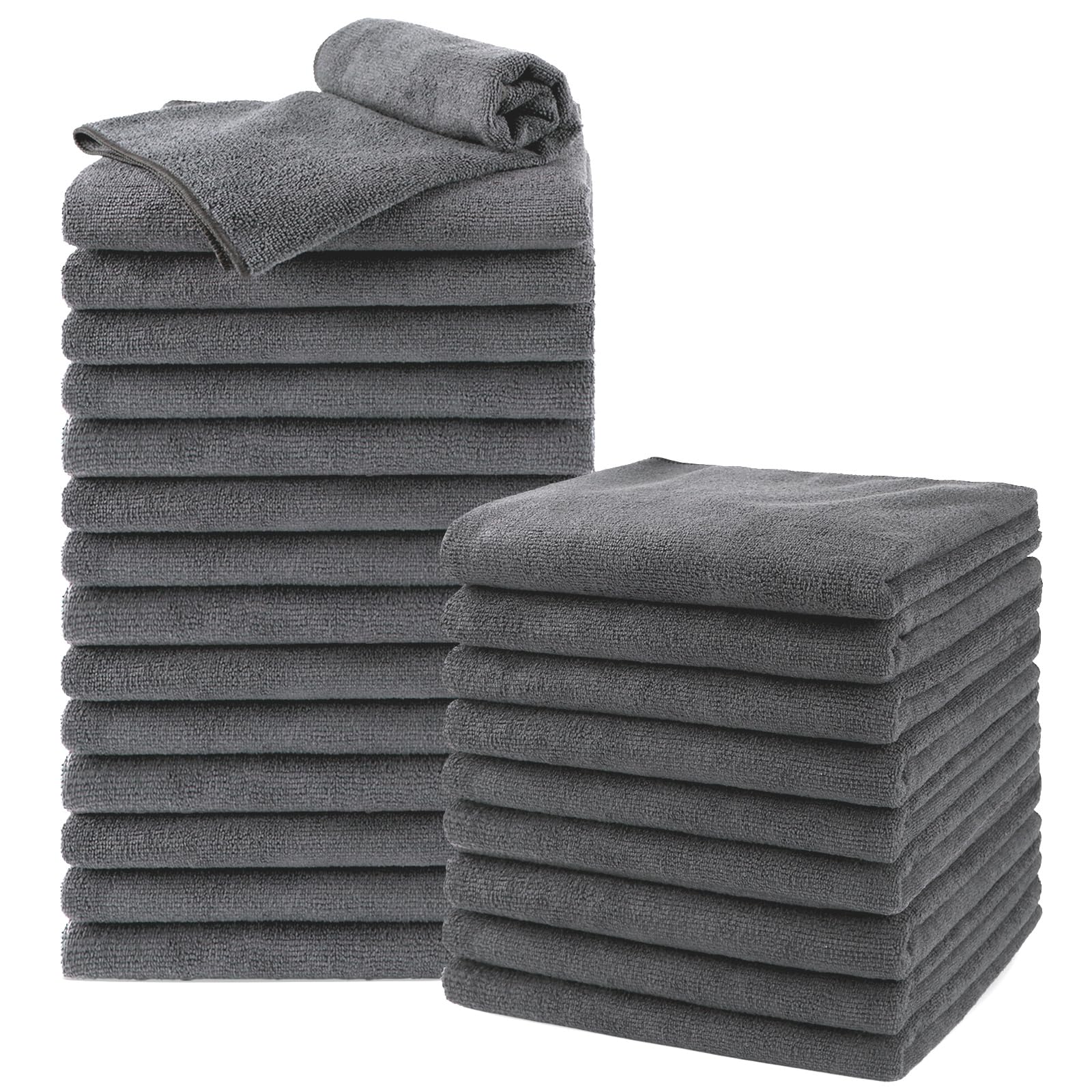 UNIMADE serviettes de salon grises 16x29, absorption rapide pour cheveux mouillés.