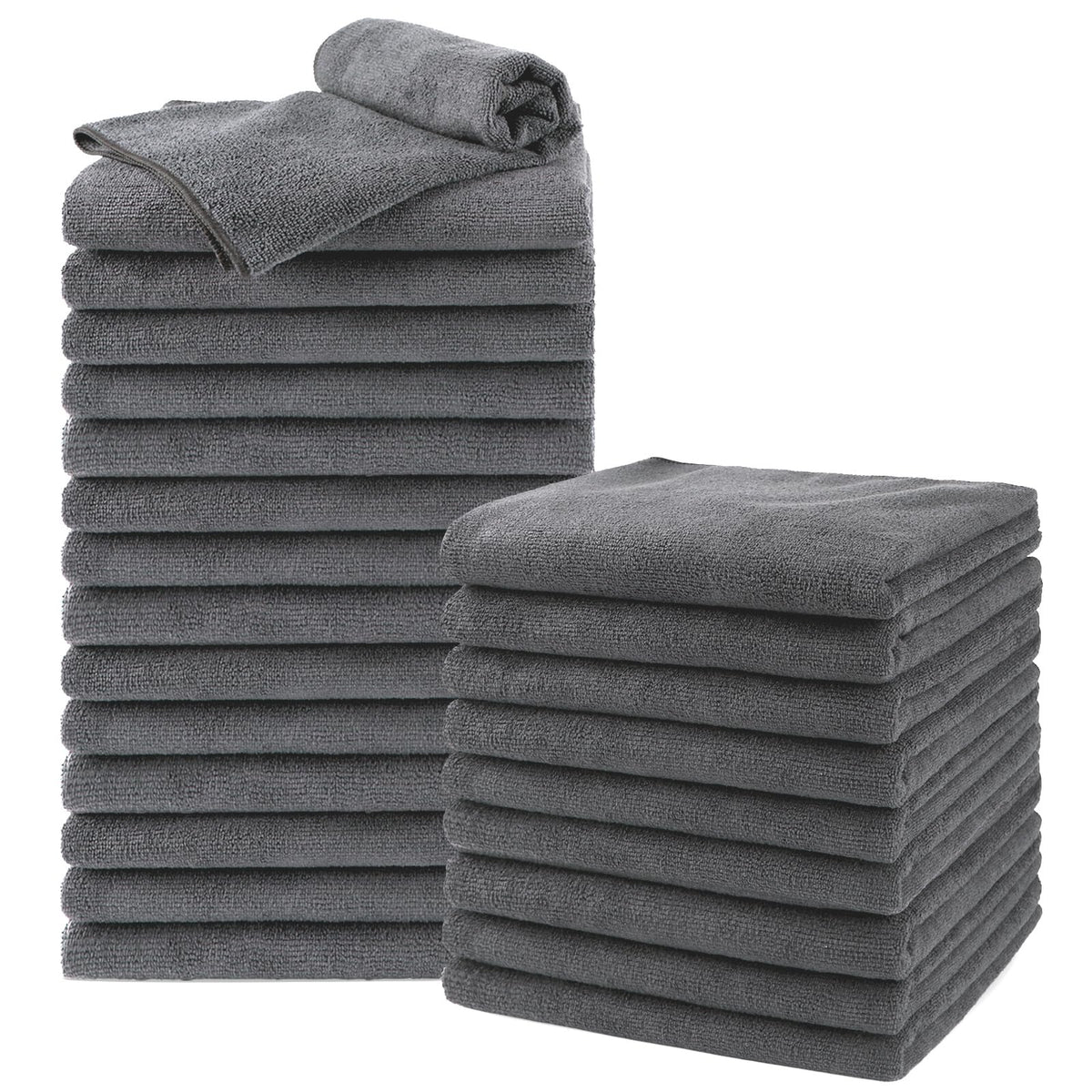 UNIMADE serviettes de salon grises 16x29, absorption rapide pour cheveux mouillés.