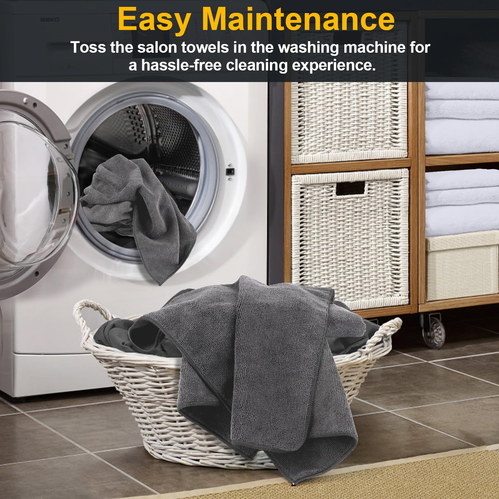 UNIMADE serviettes grises lavables en machine, entretien facile et durable.