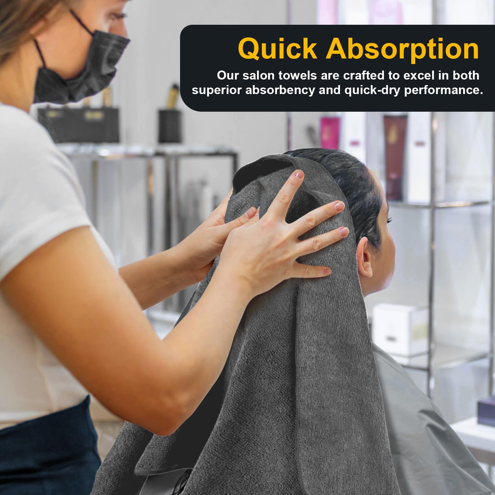 UNIMADE serviettes de salon grises, durables pour usage professionnel quotidien.