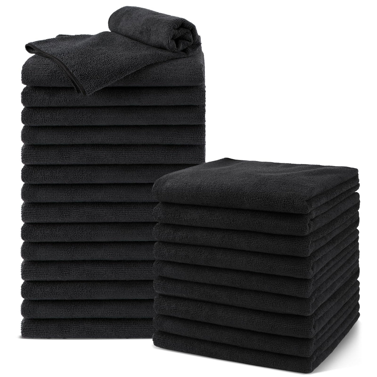 Serviettes UNIMADE Salon noir 16x29, microfibre, absorption rapide pour coiffure et soin.