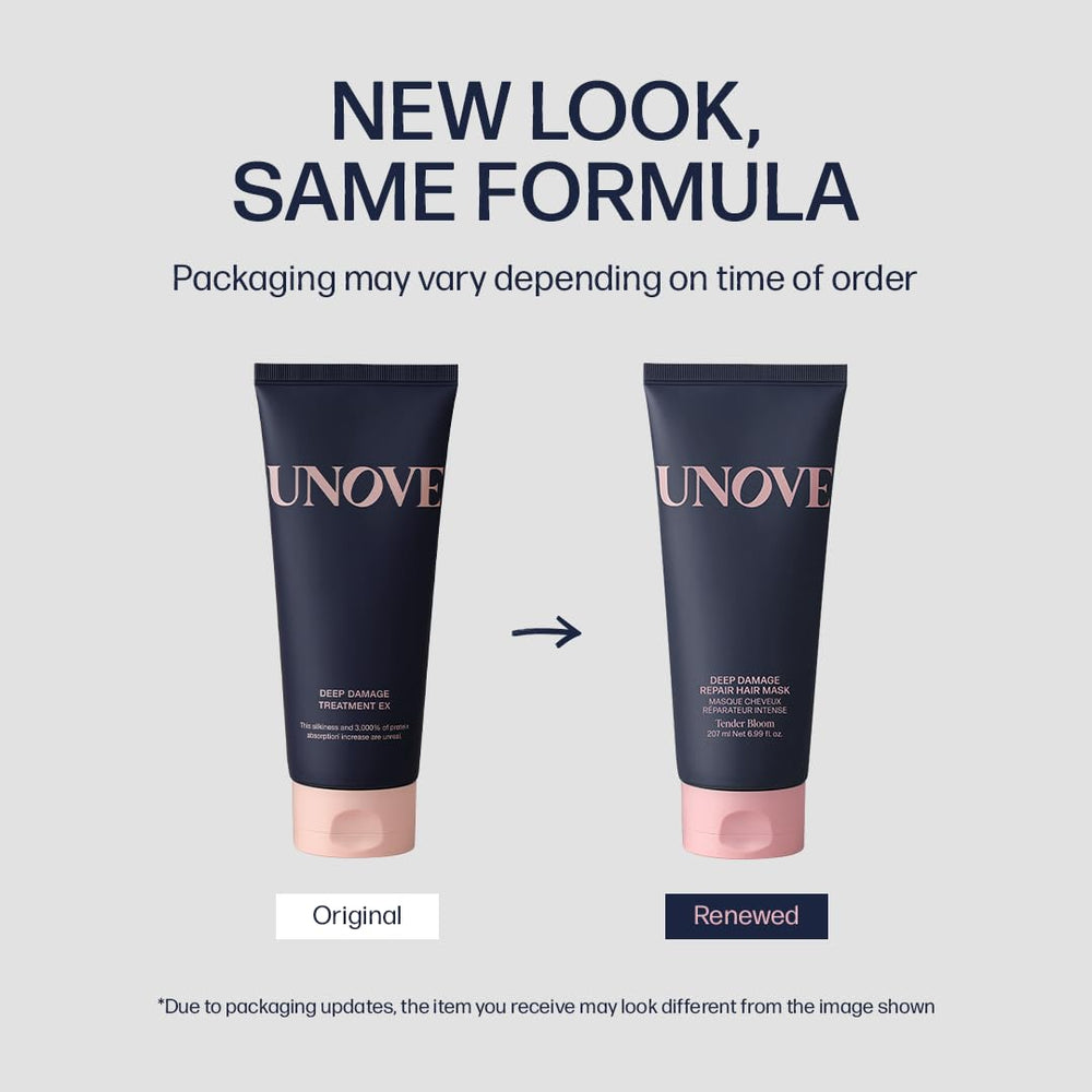 Cheveux affichant une brillance satinée après UNOVE Deep Damage Treatment Ex.