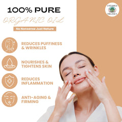 Untamed Organics Elixir Jeunesse – bille roulante sur le visage, soin quotidien doux.