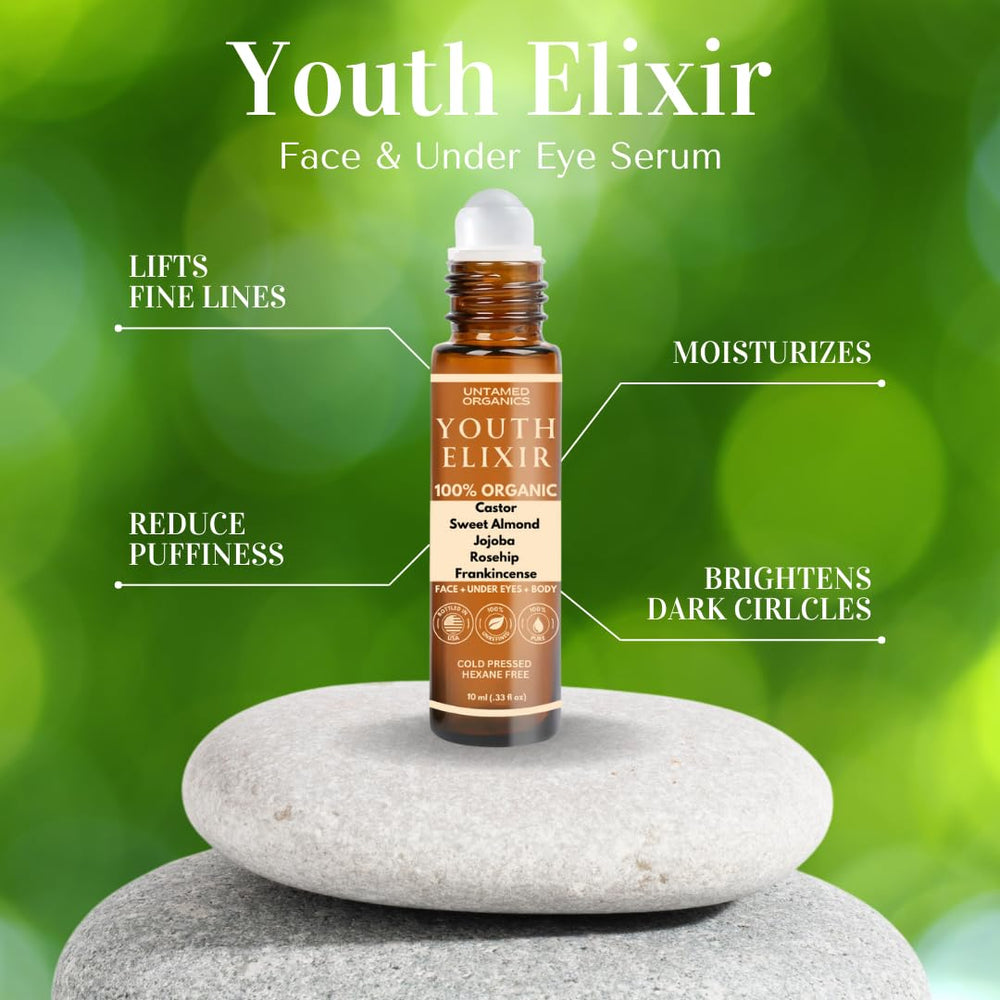 Untamed Organics Elixir Jeunesse – usage cible9 autour des yeux et du cou.
