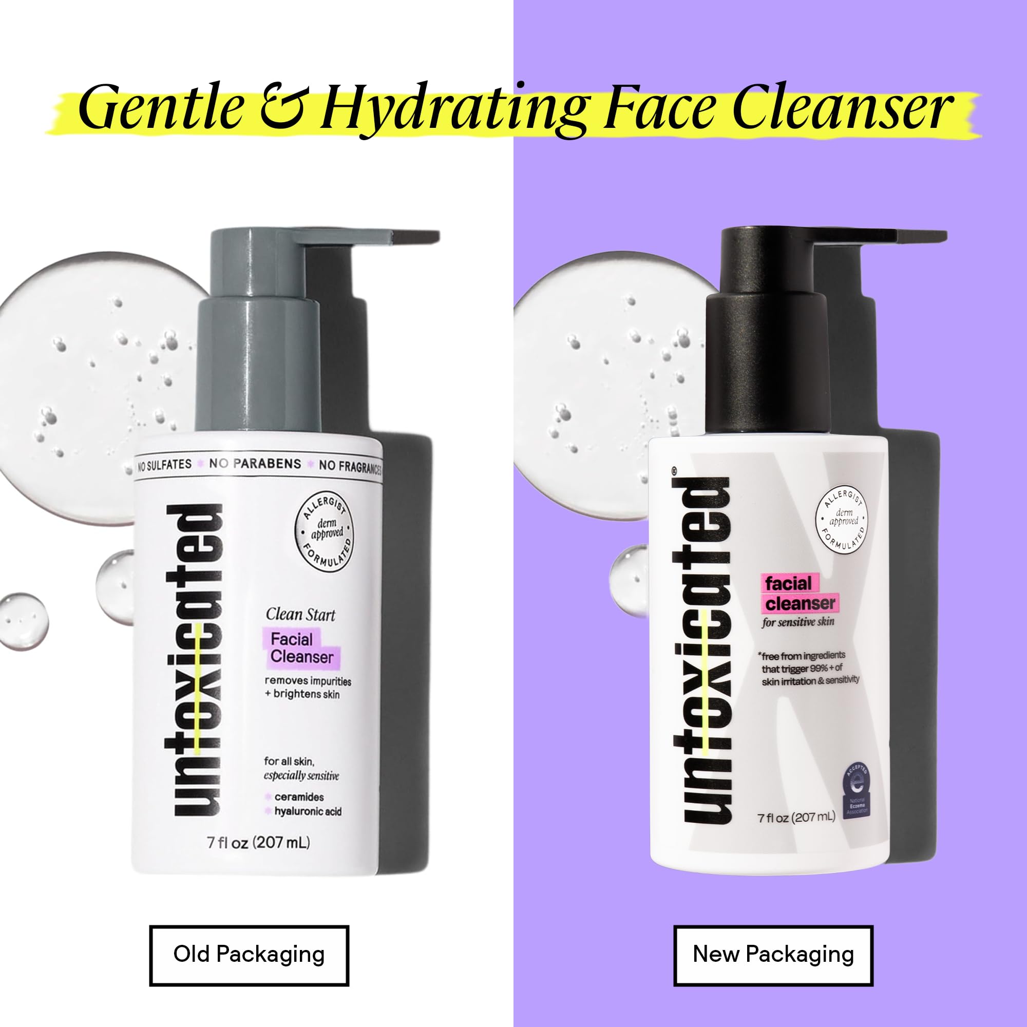 Untoxicated Face Wash packaging flat lay on clean surface.
