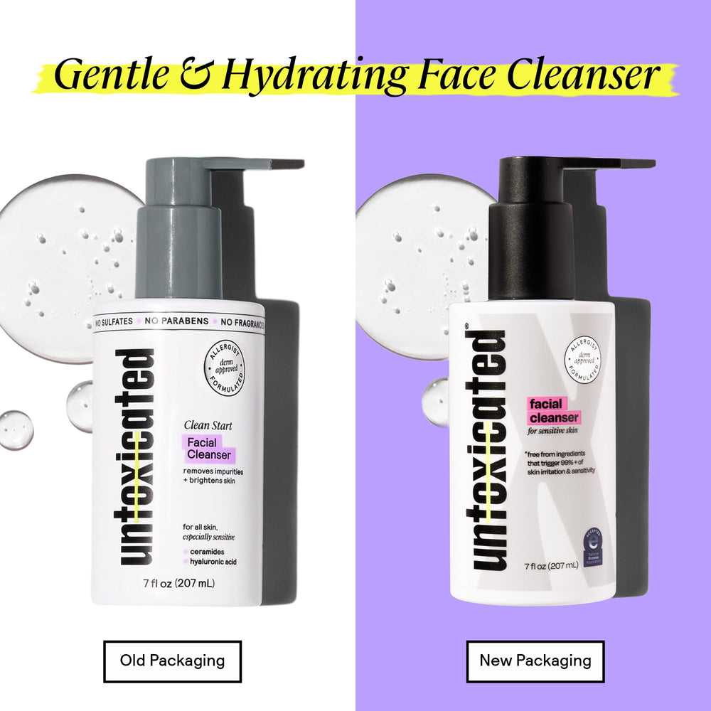 Untoxicated Face Wash packaging flat lay on clean surface.
