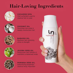 Unwash Anti Résidu – huile de moringa hydratante pour cheveux doux.