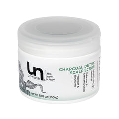 Unwash Charbon Détox Scrub – bouteille présentant l'emballage purifiant.