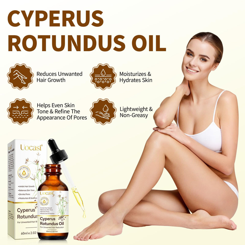 Ingrédients actifs amande douce et aloe dans l'huile Uocasi Cyperus Rotundus.
