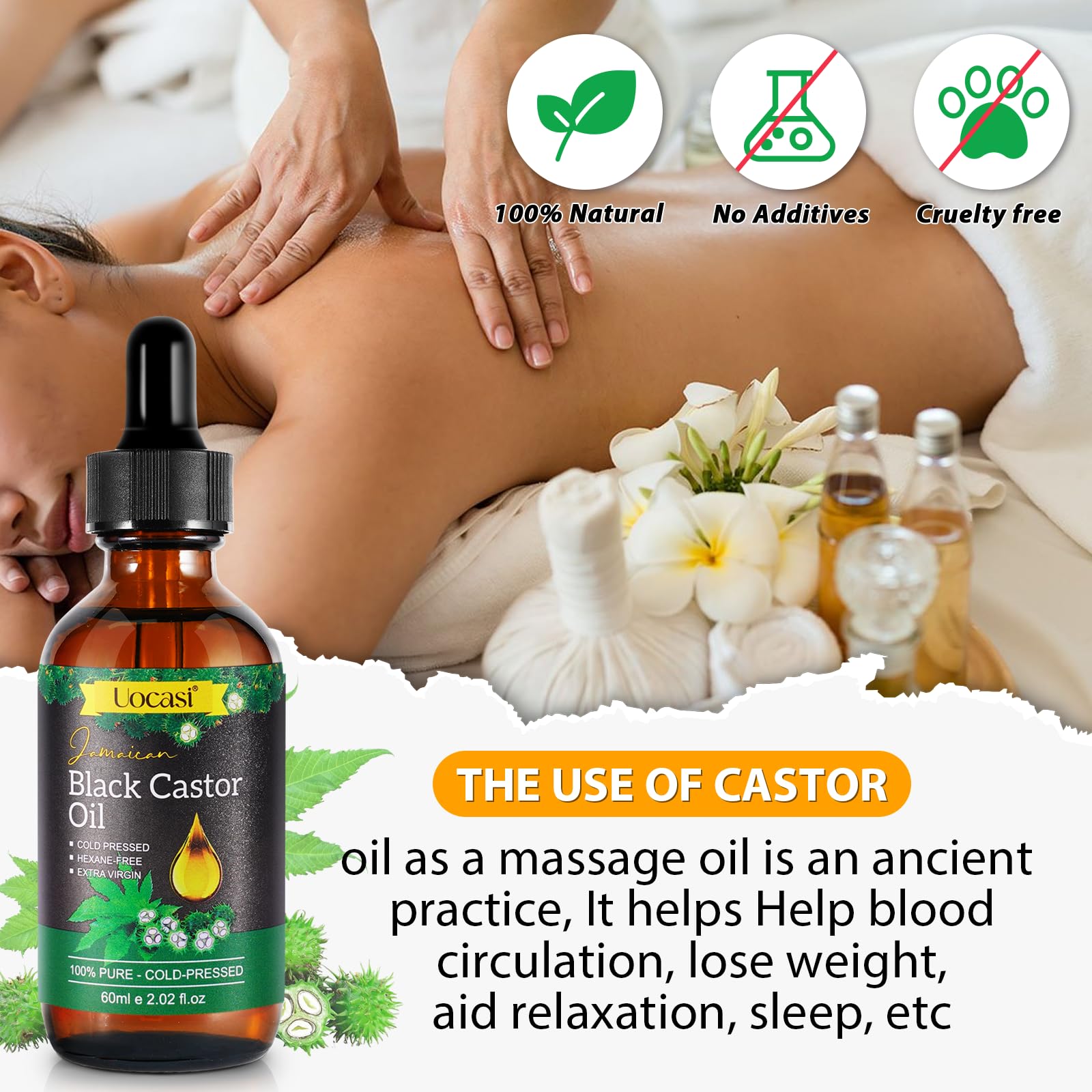 Application Uocasi sur cheveux, brillance naturelle et hydratation.