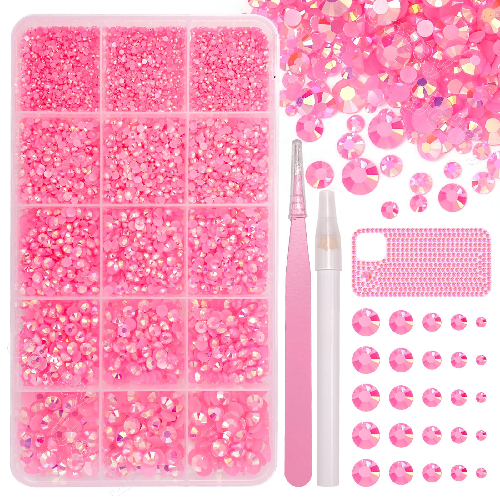Kit Uotey strass rose avec ensemble de 15 grilles pour décoration