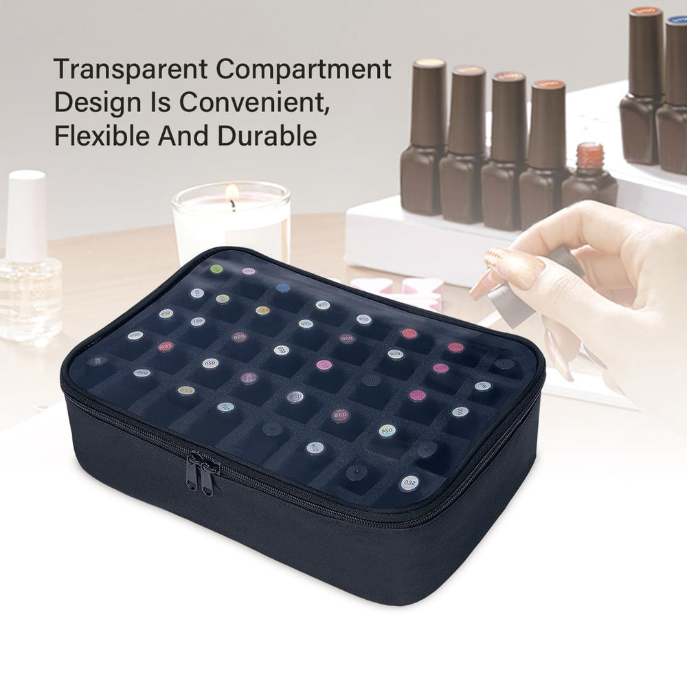 Couvercle transparent facilitant la sélection des vernis préférés.