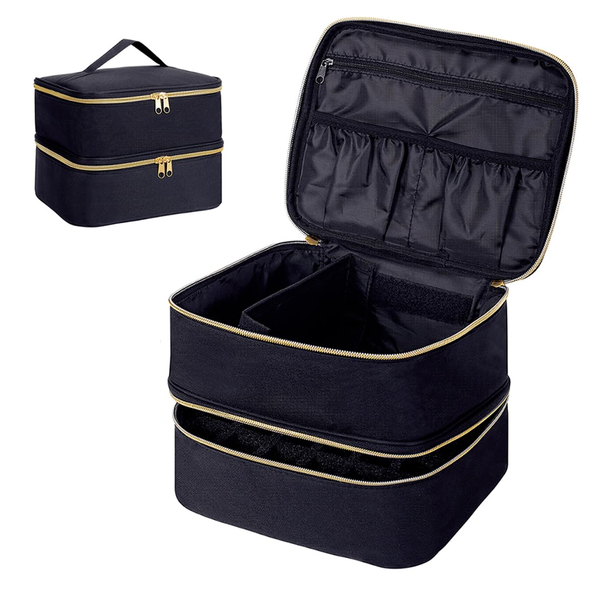 Organisateur UOZL à double étage avec poignée noir, rangement pratique pour vernis.