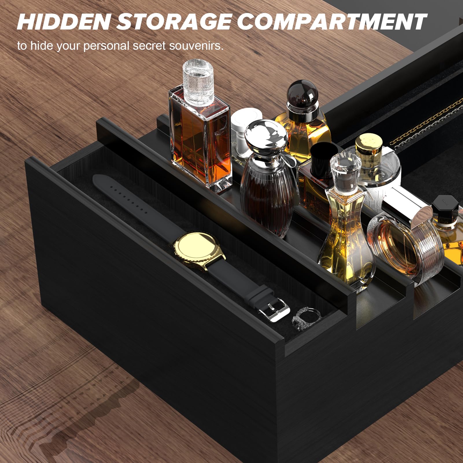 Upcessory organisation parfums bois noir avec feutre doux, protection contre les rayures.
