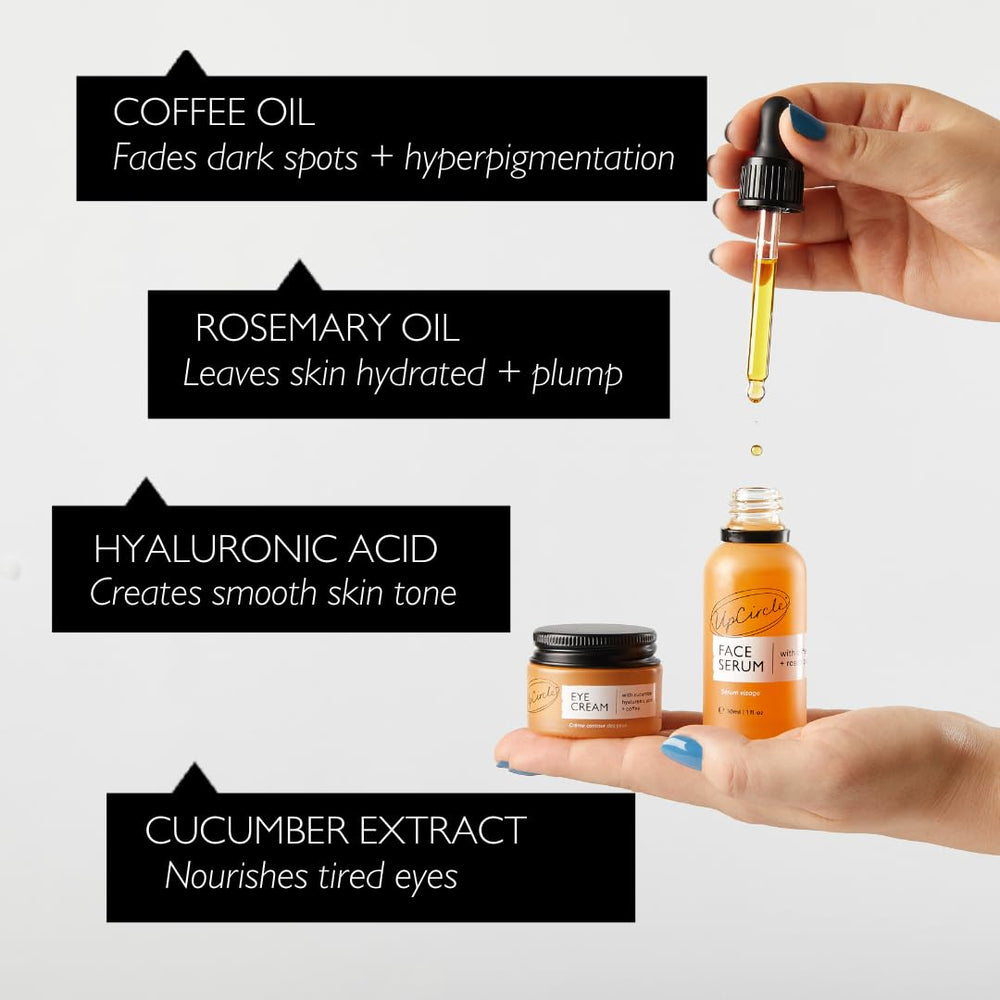 UpCircle Caffeinated Duo – huile visage riche et veloutée pour une hydratation intense.