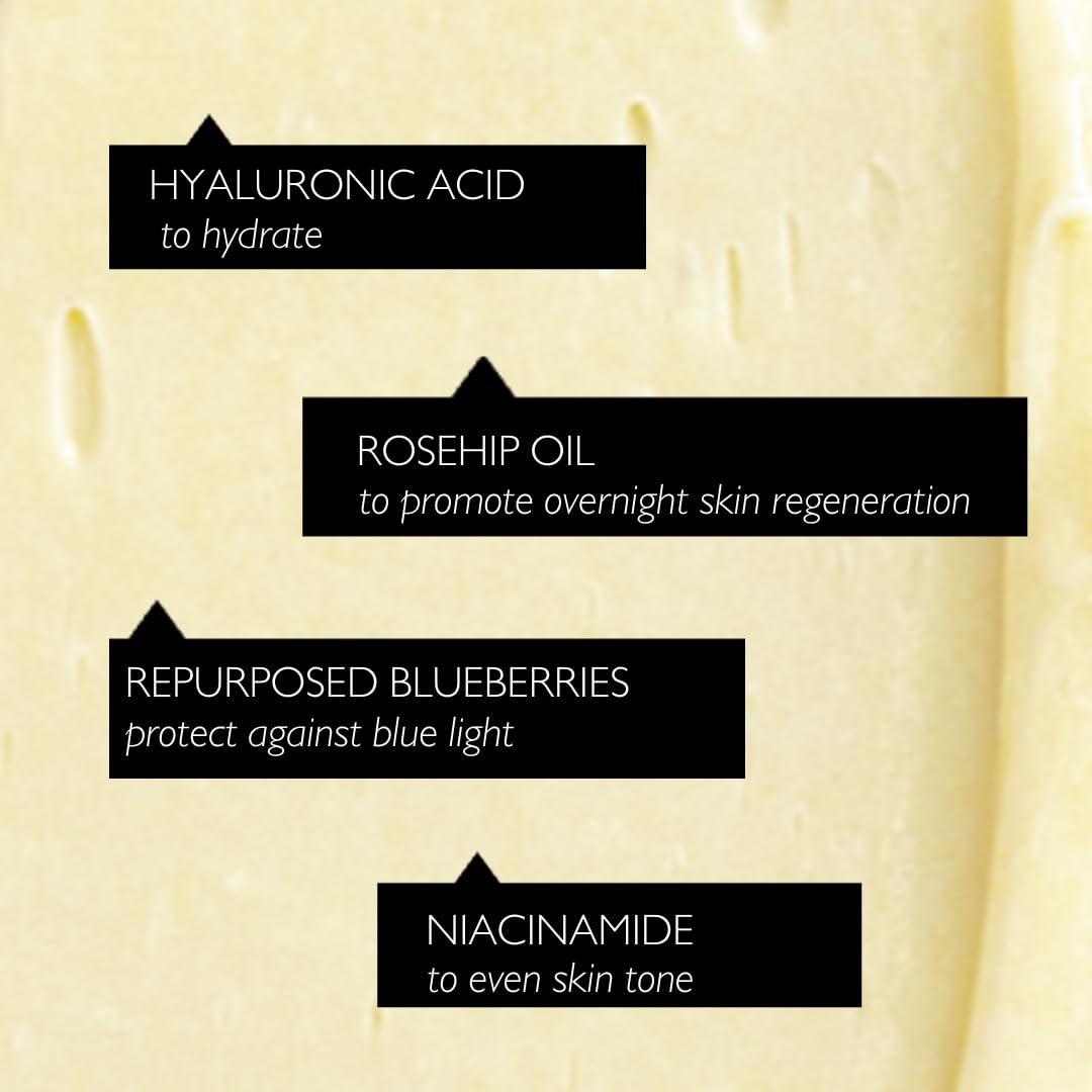 UPCIRCLE Crème Nuit – myrtilles recyclées riches en antioxydants, soin contribue à l’éclat nocturne.