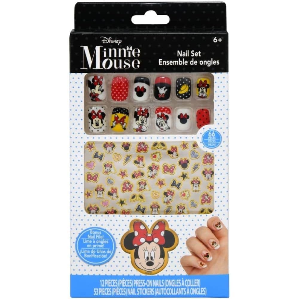 UPD Minnie Mouse set d'ongles press-on pour enfants, idéal pour les jeux de déguisement.